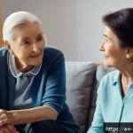 생활가사도우미로서 전문성을 갖추는 법 - A compassionate home caregiver attentively listening to an elderly client in a cozy living room, sho...